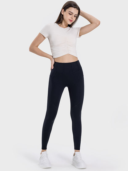 Pocketed High Waist Active Leggings-Angel Casuals