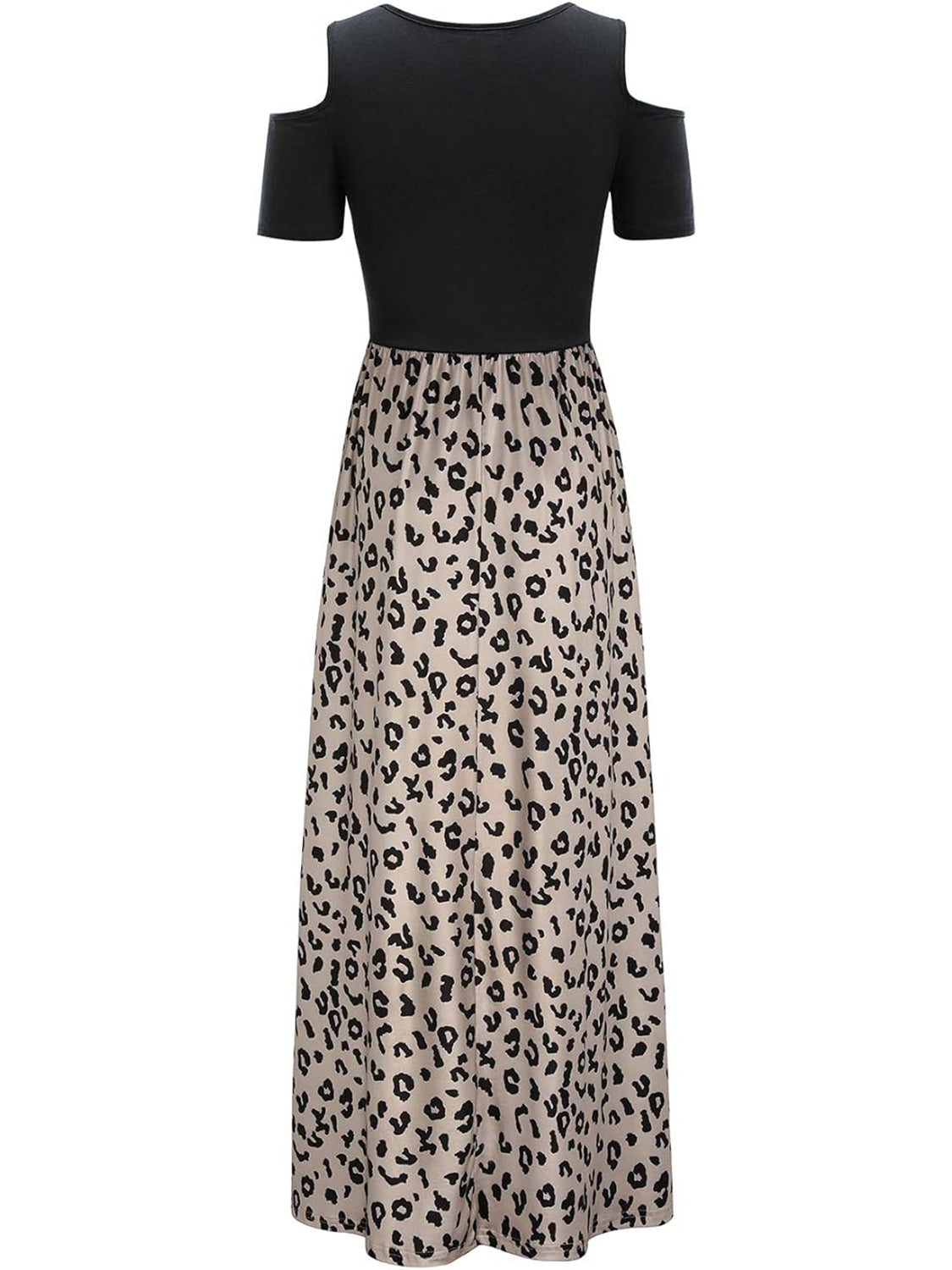 Leopard Round Neck Cold Shoulder Dress-Angel Casuals