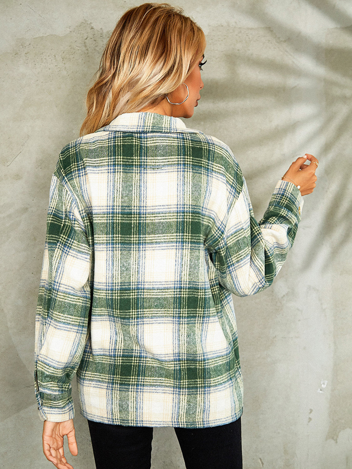 Plaid Button Down Collared Jacket-Angel Casuals