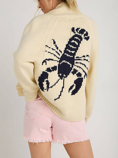 Lobster Button Up Long Sleeve Cardigan-Angel Casuals