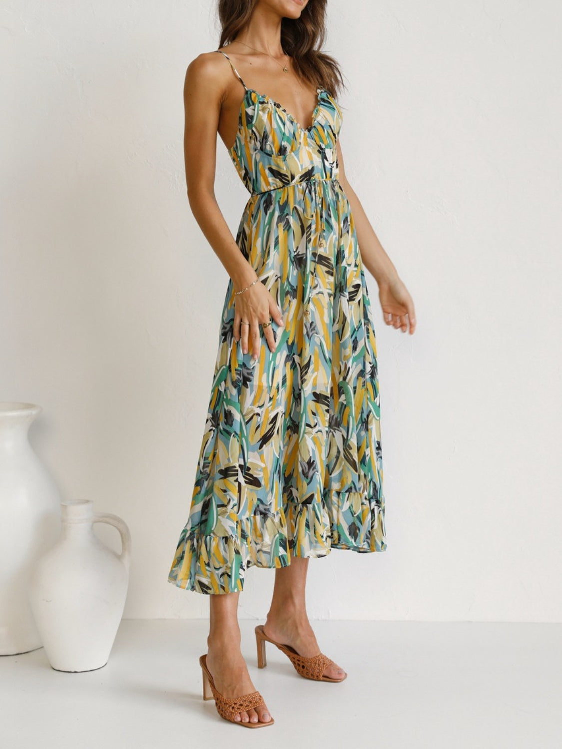 Printed Sleeveless Midi Cami dress-Angel Casuals