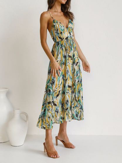 Printed Sleeveless Midi Cami dress-Angel Casuals