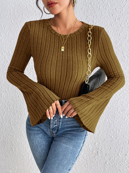Honey Round Neck Flare Sleeve T-Shirt-Angel Casuals