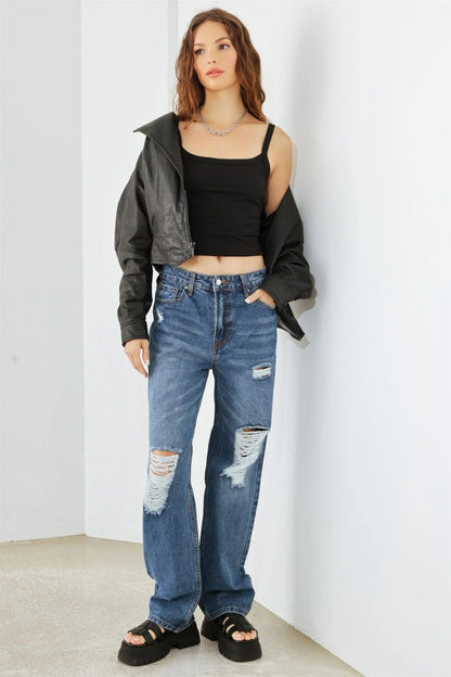 HAMMER COLLECTION Distressed High Waist Jeans-Angel Casuals