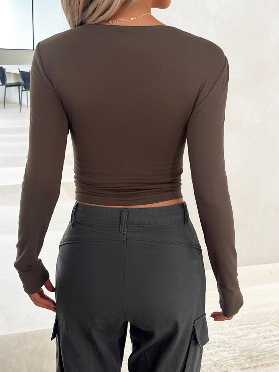 Round Neck Long Sleeve T-Shirt-Angel Casuals