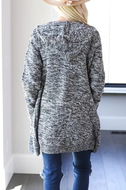 Heathered Open Front Cardigan with Pockets-Angel Casuals