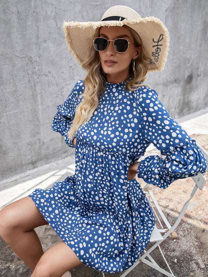 Printed Long Sleeve Tiered Dress-Angel Casuals