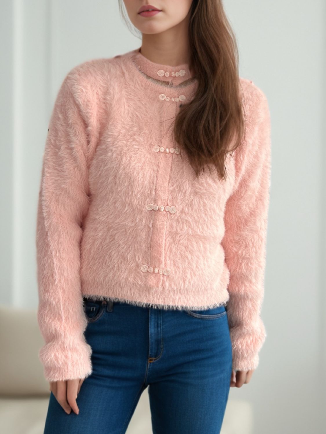Cutout Knot Button Long Sleeve Cardigan-Angel Casuals