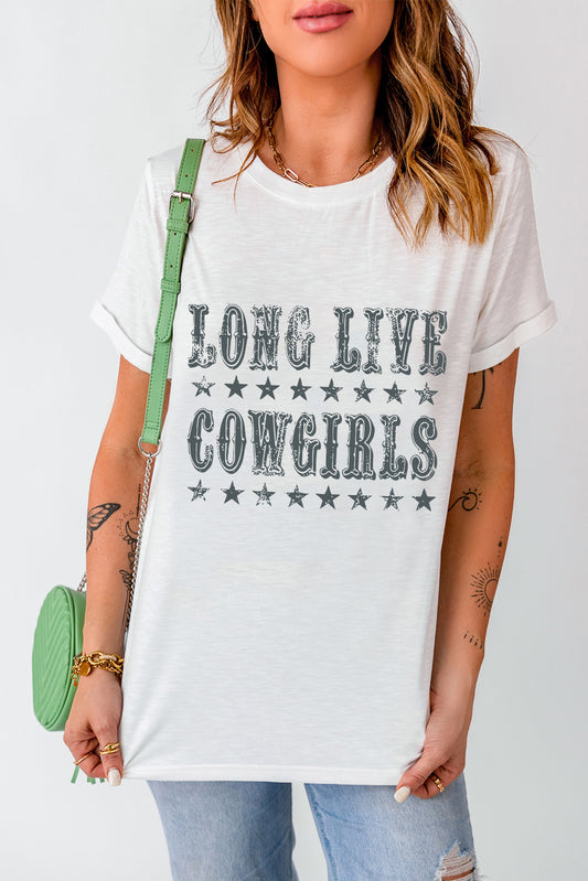 Letter Graphic Round Neck Short Sleeve T-Shirt-Angel Casuals