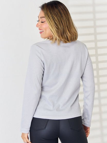 Notched Long Sleeve T-Shirt-Angel Casuals