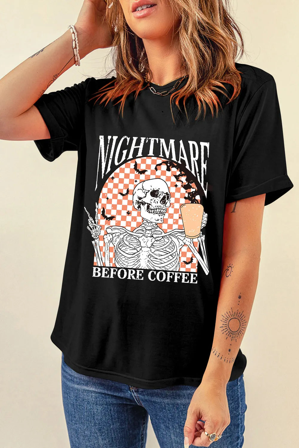 Graphic Round Neck Short Sleeve T-Shirt-Angel Casuals
