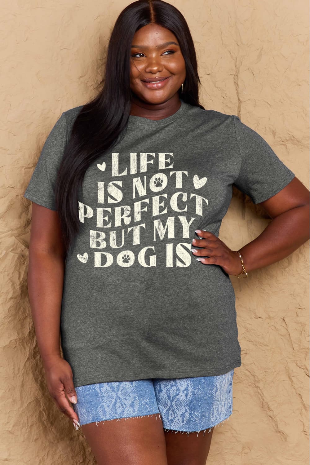 Simply Love Full Size Dog Slogan Graphic Cotton T-Shirt-Angel Casuals