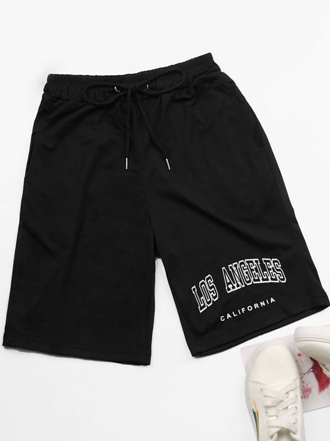 LOS ANGELES CALIFORNIA Graphic Drawstring Shorts-Angel Casuals