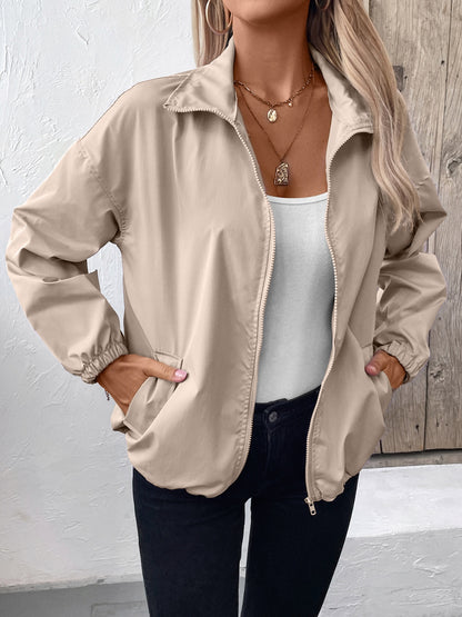 Ivy Lane Pocketed Zip Up Long Sleeve Jacket-Angel Casuals