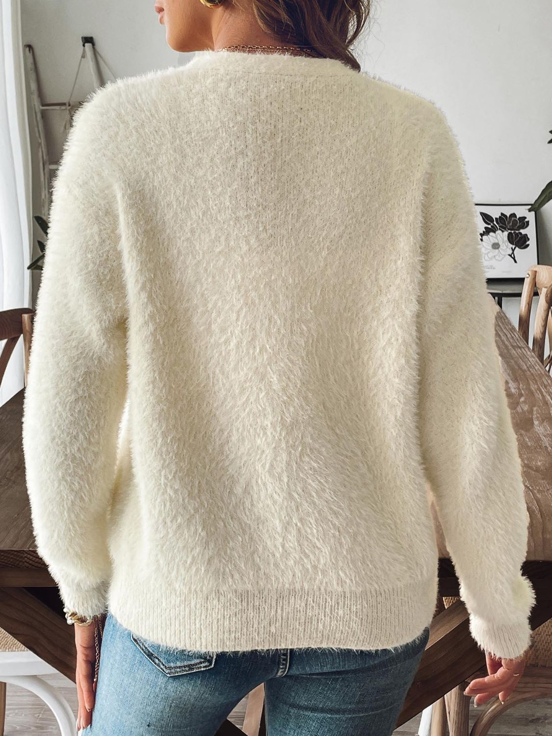 Button Up V-Neck Long Sleeve Cardigan-Angel Casuals