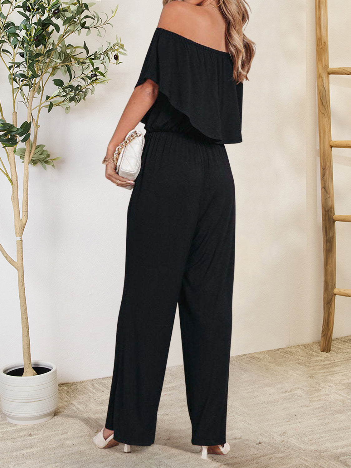 Ruffled Off-Shoulder Jumpsuit-Angel Casuals