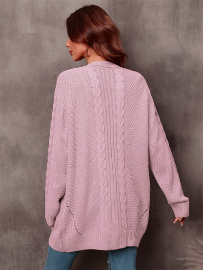 Warm Fall Mixed Knit Open Front Longline Cardigan-Angel Casuals