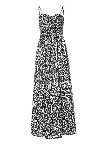 Leopard Sweetheart Neck Cami Dress-Angel Casuals