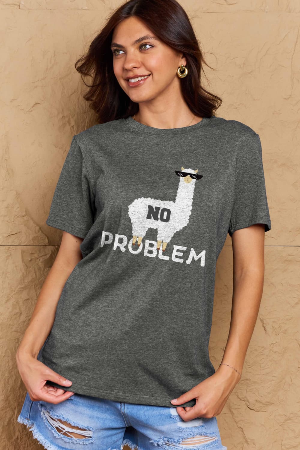 Simply Love Full Size NO PROBLEM Graphic Cotton Tee-Angel Casuals