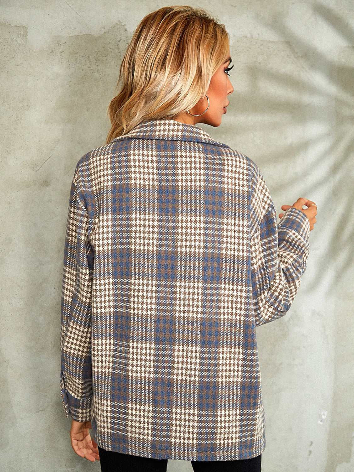Plaid Button Down Collared Jacket-Angel Casuals