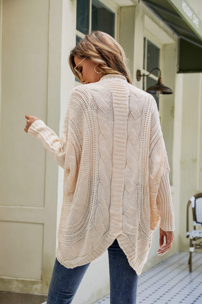 Mixed Knit Open Front Dolman Sleeve Cardigan-Angel Casuals