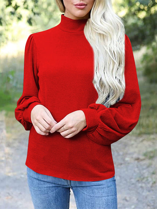 Full Size Mock Neck Long Sleeve T-Shirt-Angel Casuals