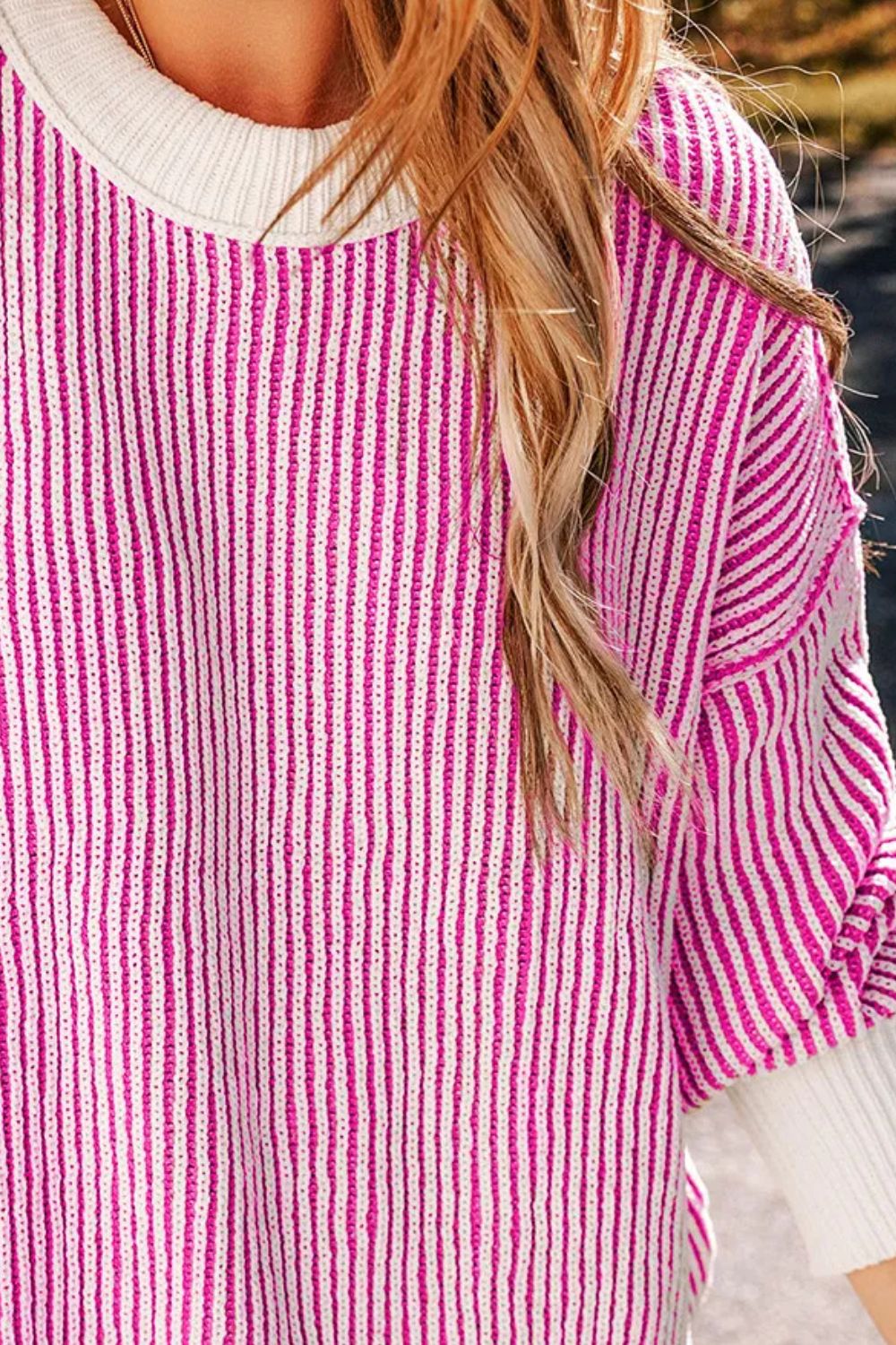 Round Neck Dropped Shoulder Sweater-Angel Casuals
