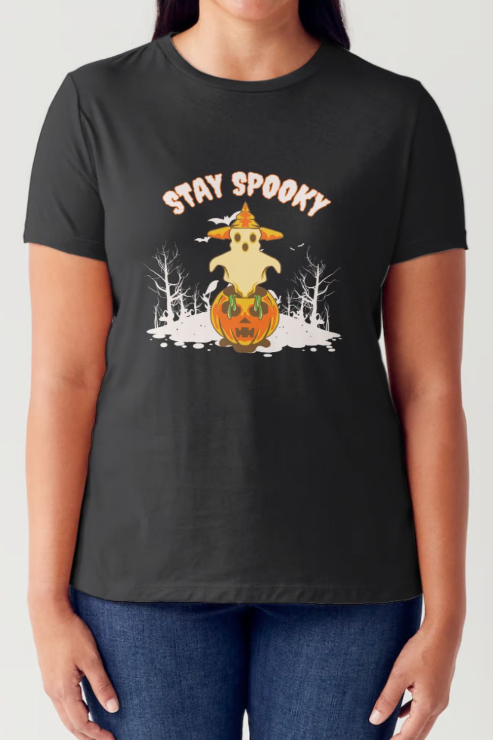 Simply Love Full Size STAY SPOOKY Graphic Round Neck Short Sleeve Tubular T-Shirt-Angel Casuals