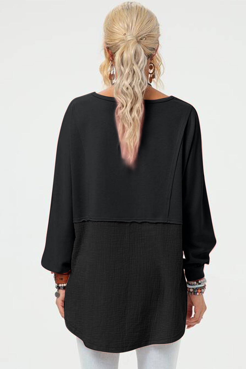 Double Take Full Size Long Sleeve High-Low T-Shirt-Angel Casuals