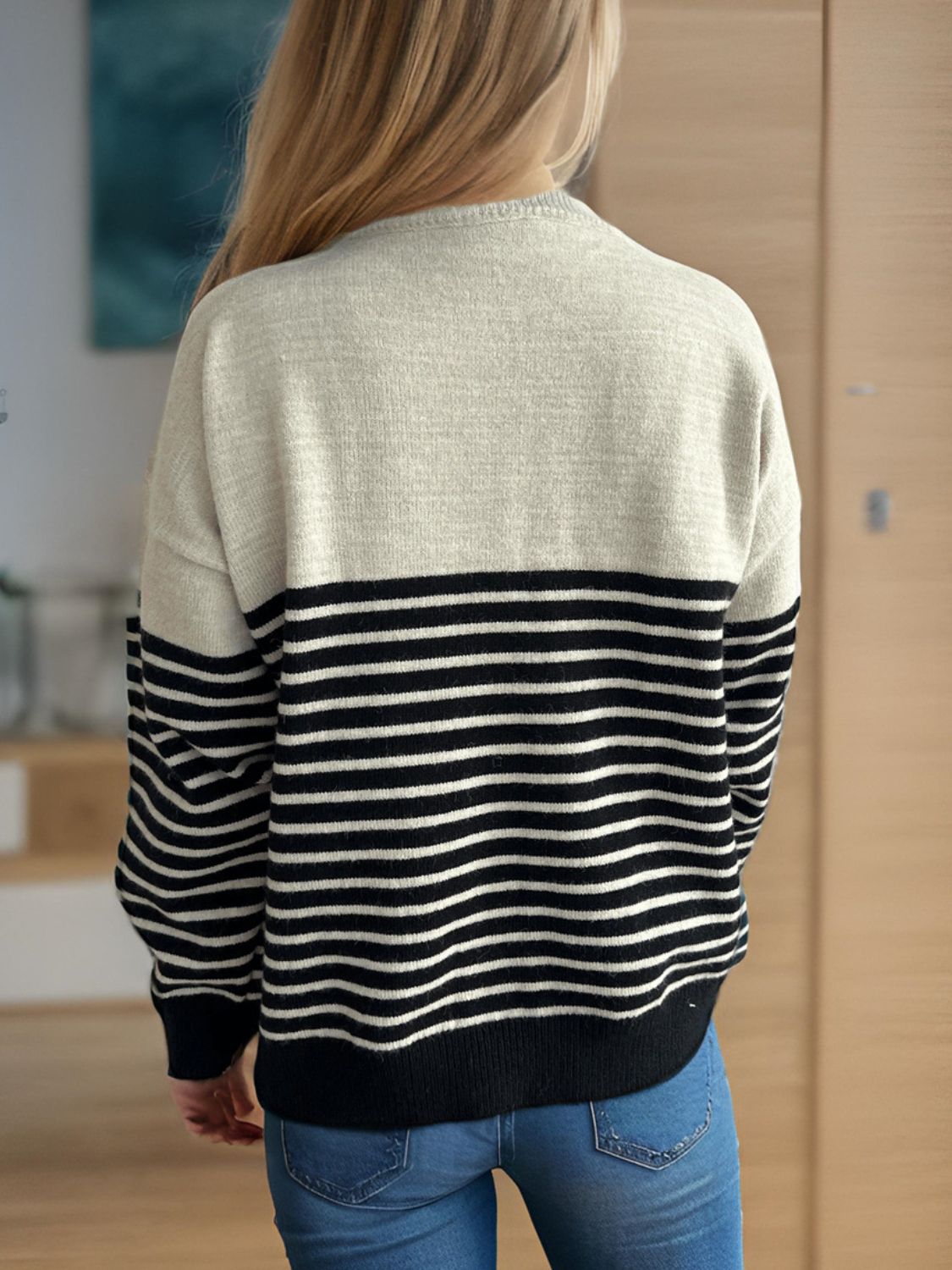 Striped Button Down Long Sleeve Cardigan-Angel Casuals