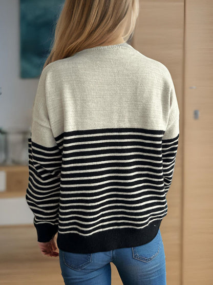 Striped Button Down Long Sleeve Cardigan-Angel Casuals