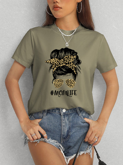 MOMLIFE Round Neck Short Sleeve T-Shirt-Angel Casuals
