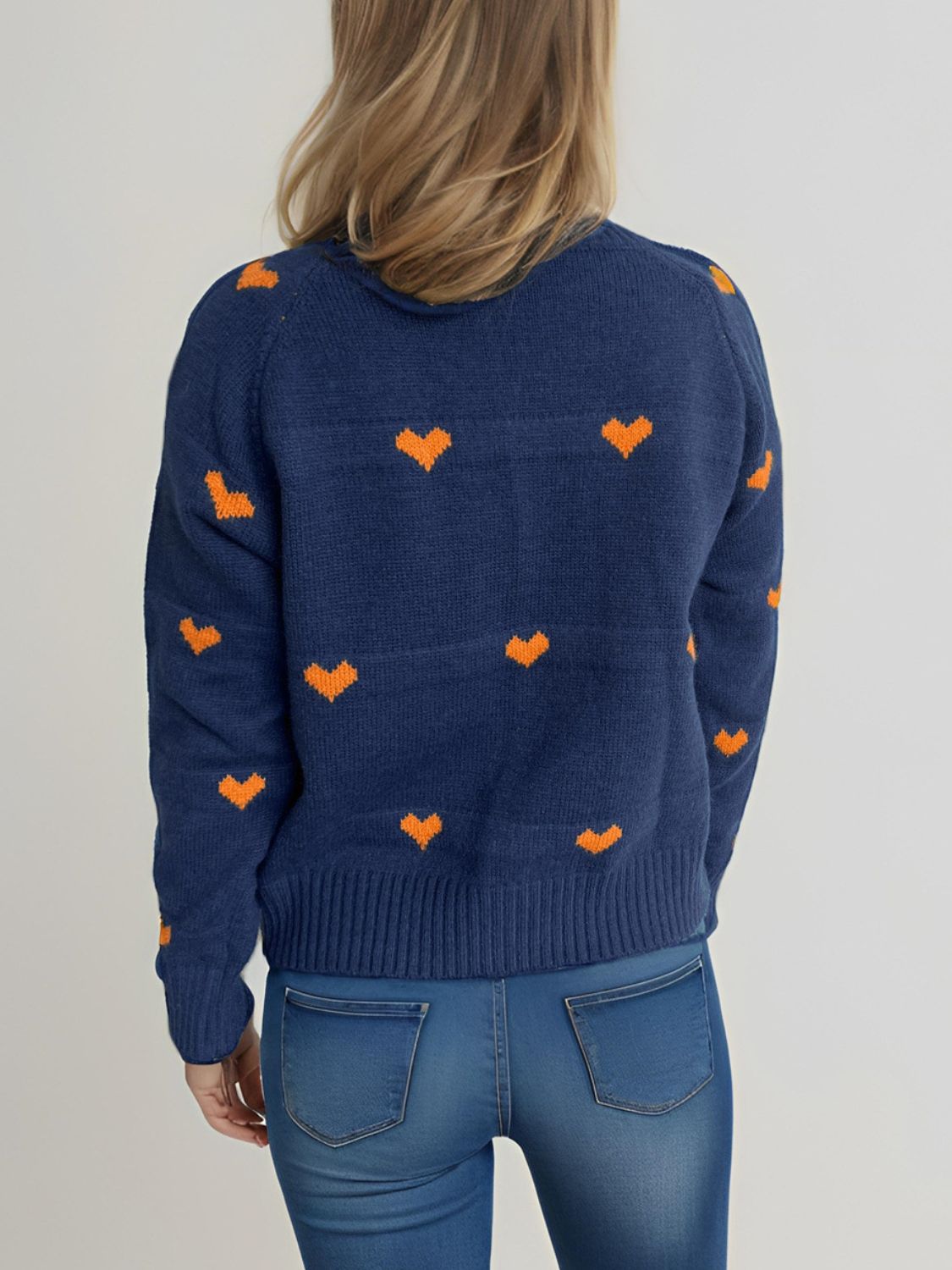 Heart Round Neck Zip Up Cardigan-Angel Casuals