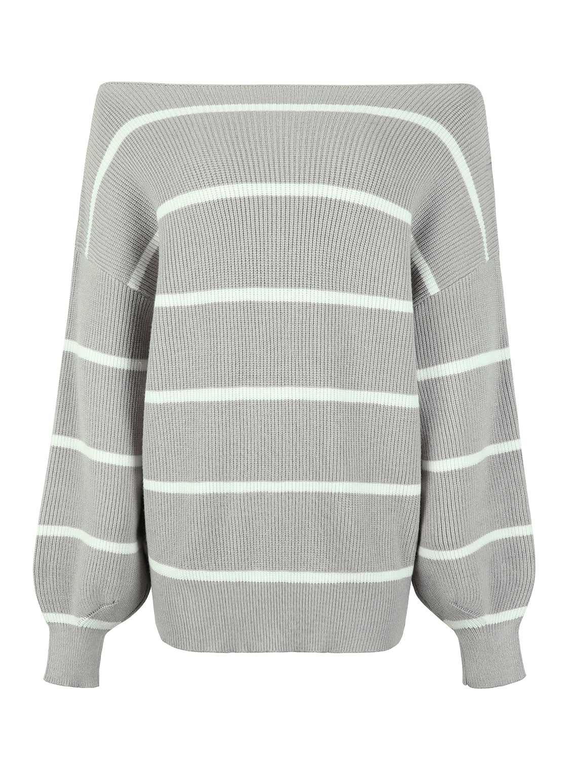 Striped Dropped Shoulder Pullover Sweater-Angel Casuals