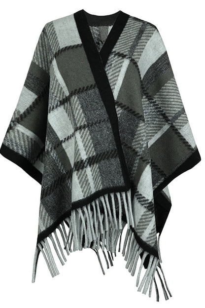 Cloak Sleeve Fringe Detail Poncho-Angel Casuals