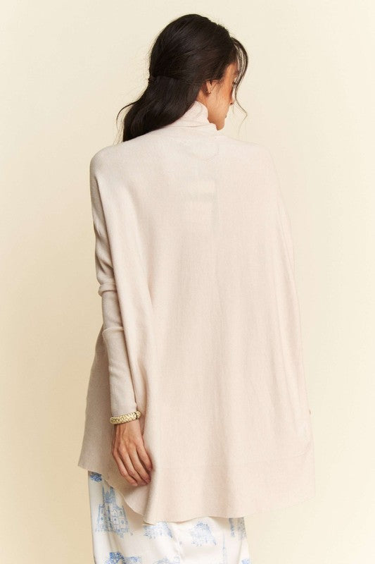 Davi & Dani High-Low Turtleneck Long Sleeve Knit Top-Angel Casuals