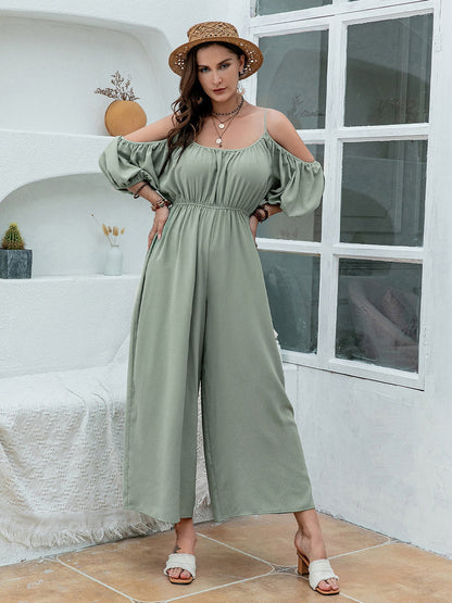 Spaghetti Strap Wide Leg Jumpsuit-Angel Casuals