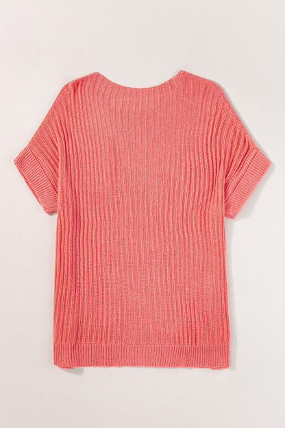 Round Neck Half Sleeve Knit Top-Angel Casuals