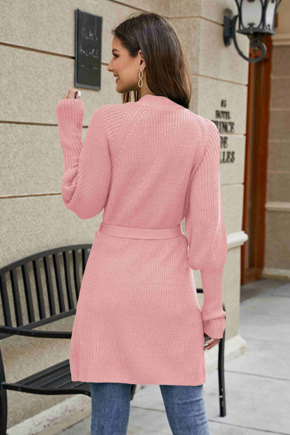 Open Front Lantern Sleeve Cardigan-Angel Casuals