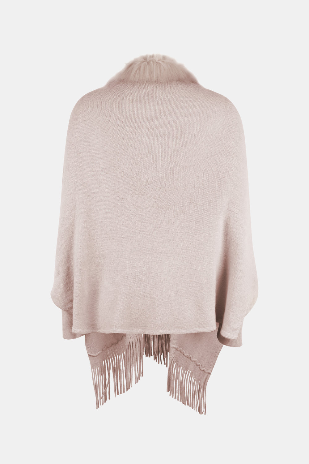 Fringe Open Front Long Sleeve Poncho-Angel Casuals