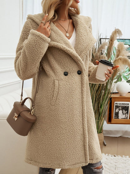 Devine Pocketed Long Sleeve Hooded Teddy Coat-Angel Casuals