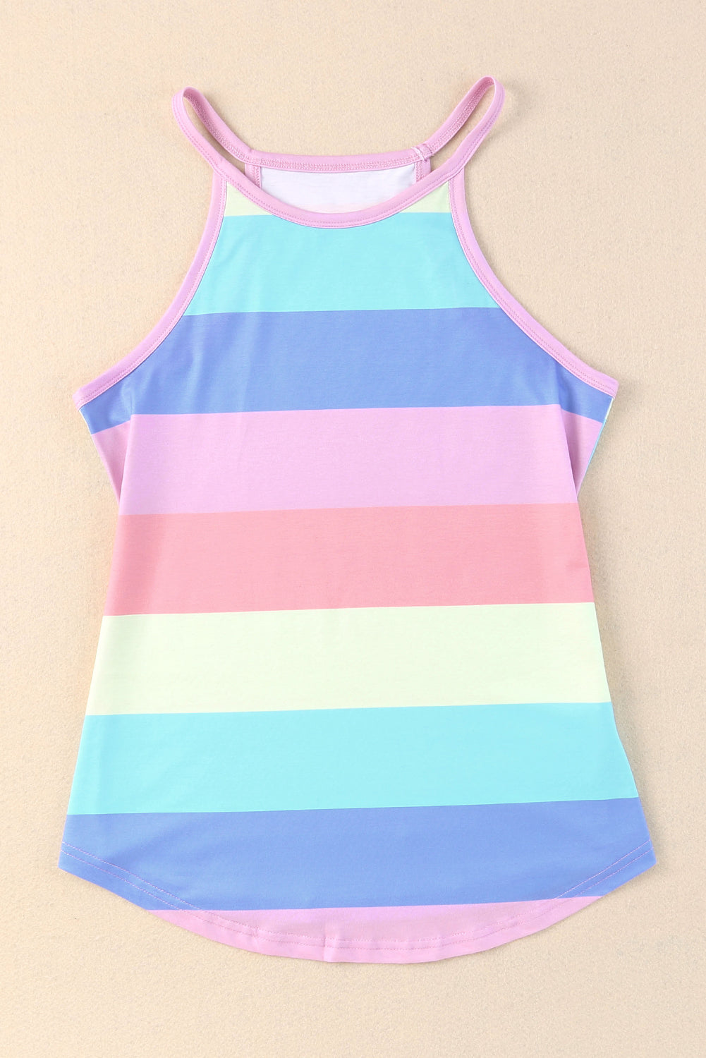 Striped Curved Hem Tank-Angel Casuals