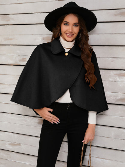 Collared Neck Cropped Cape-Angel Casuals