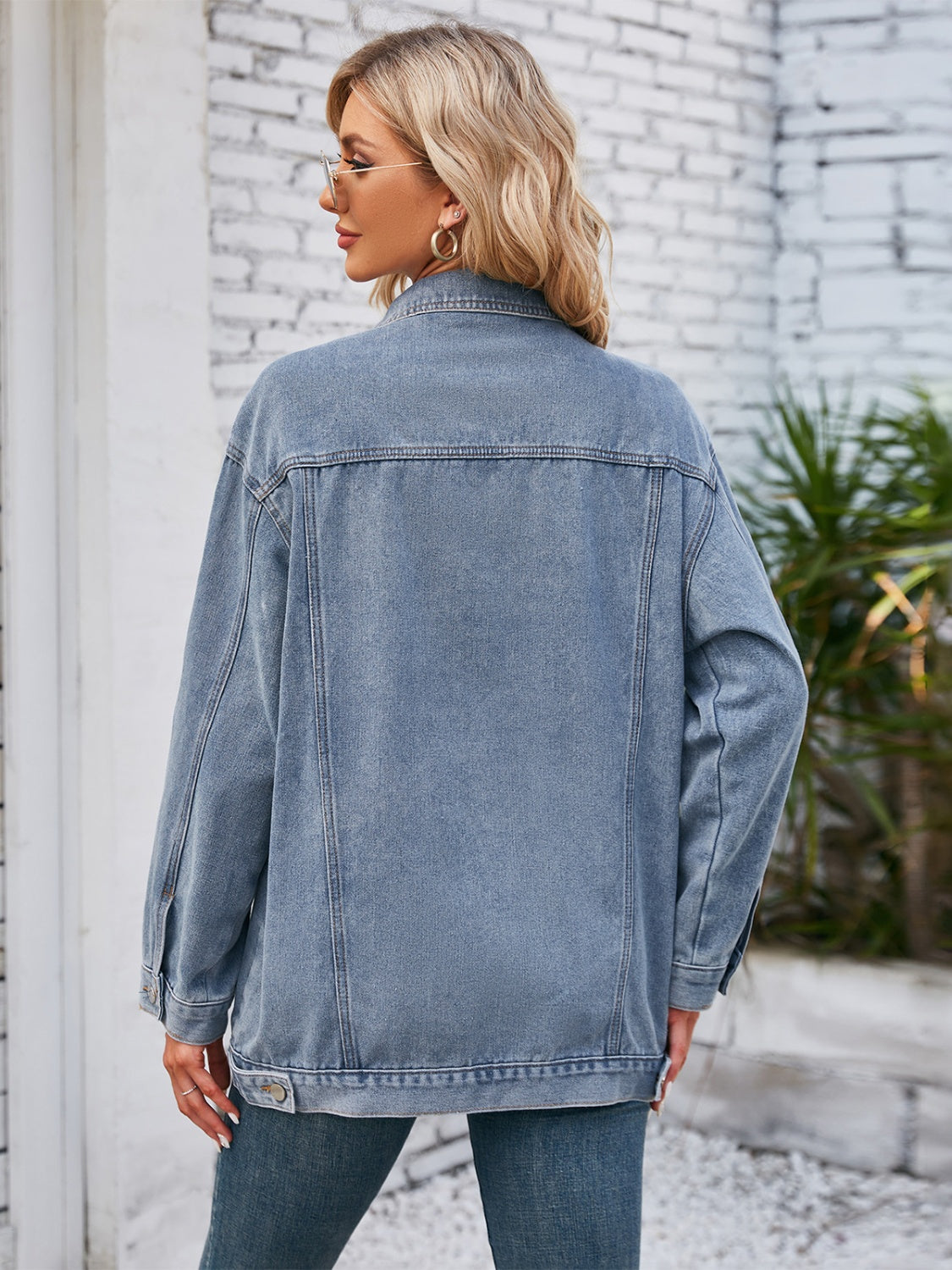 Button Up Long Sleeve Denim Jacket-Angel Casuals