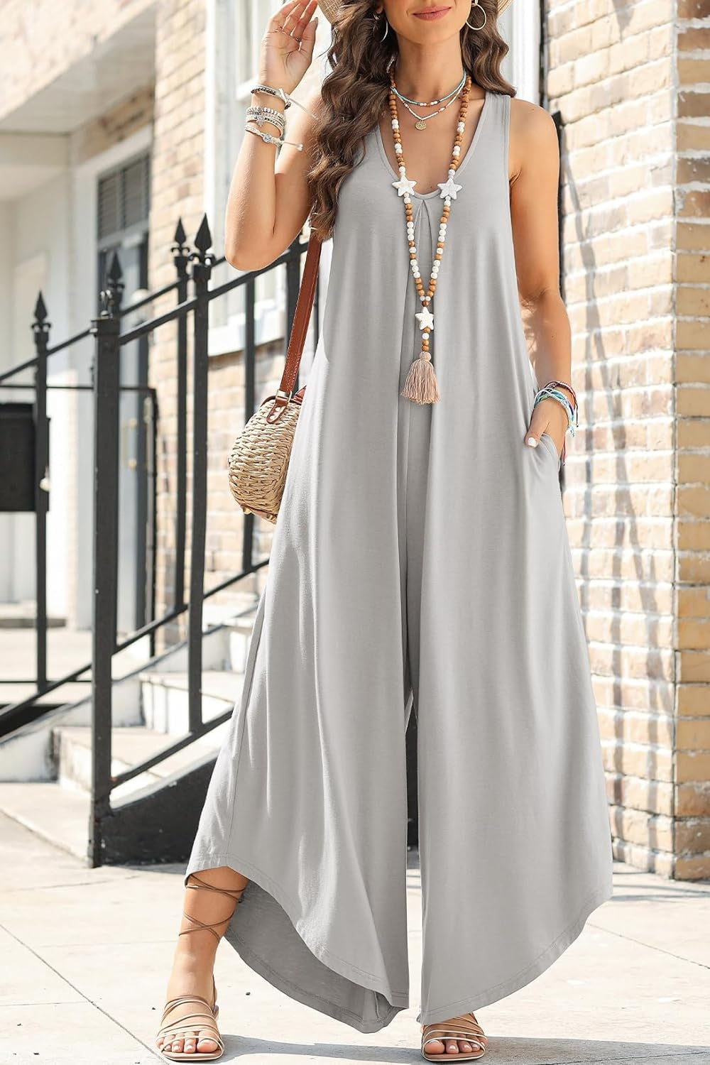 Pocketed Scoop Neck Wide Leg Jumpsuit-Angel Casuals