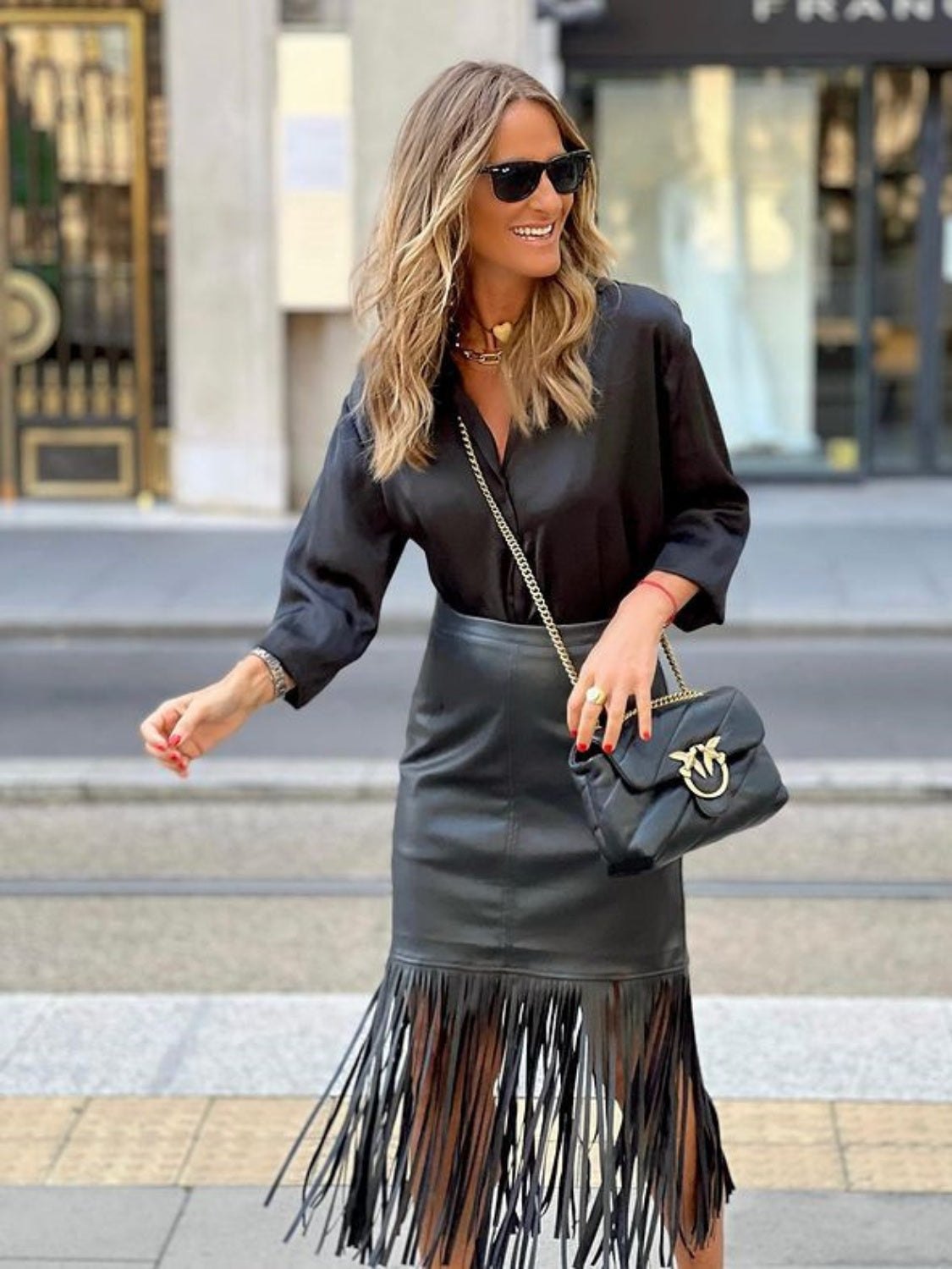 High Waist Fringe Hem Skirt-Angel Casuals