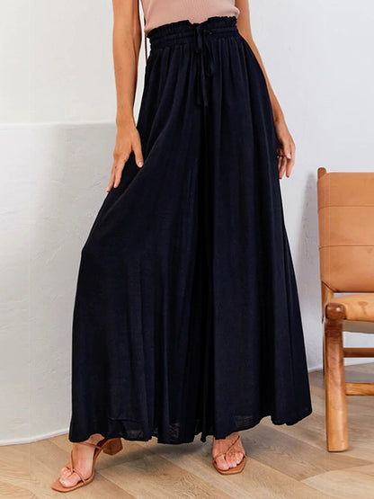 Drawstring Waist Wide Leg Pants-Angel Casuals