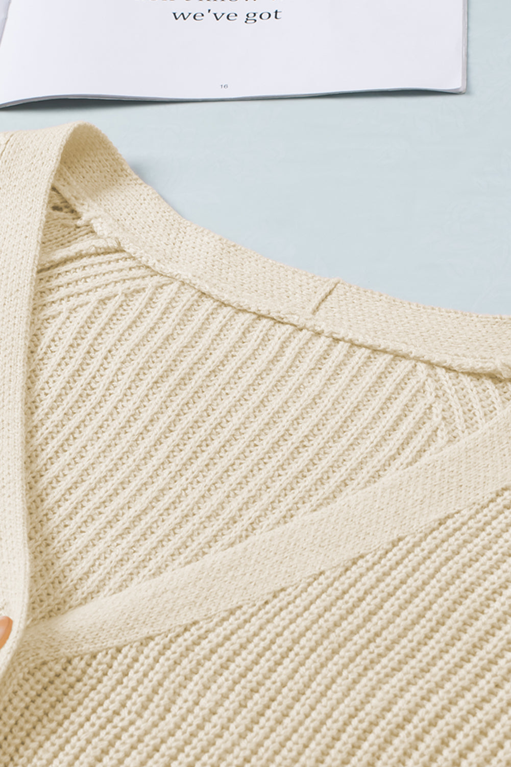 Openwork V-Neck Button Up Cardigan-Angel Casuals
