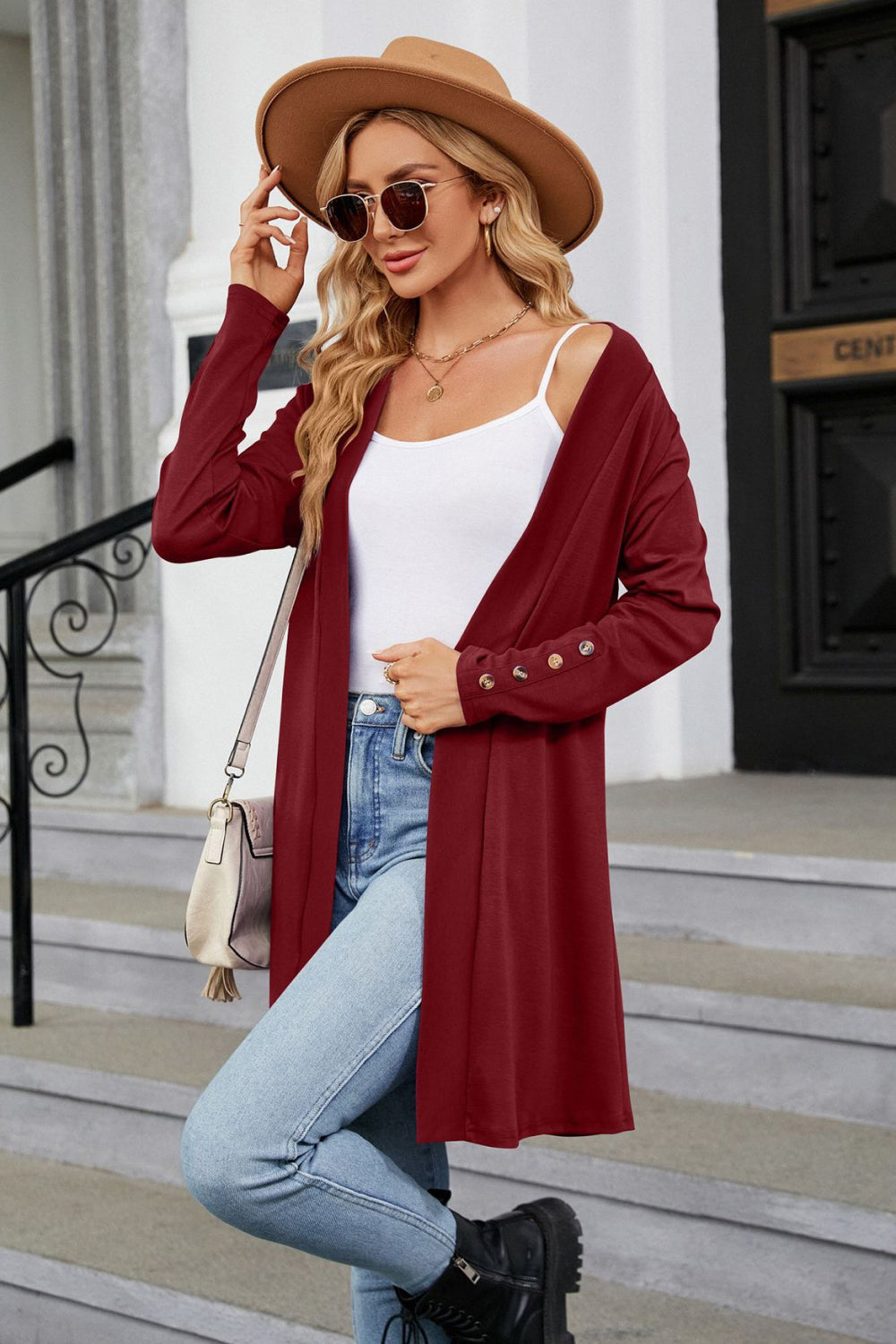 Long Sleeve Open Front Cardigan-Angel Casuals