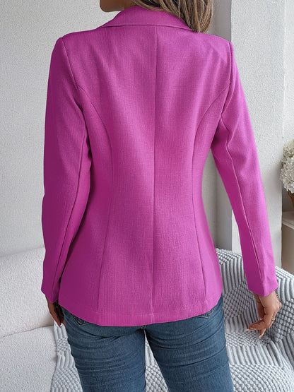 Decorative Pocket Flap Lapel Collar Long Sleeve Blazer-Angel Casuals